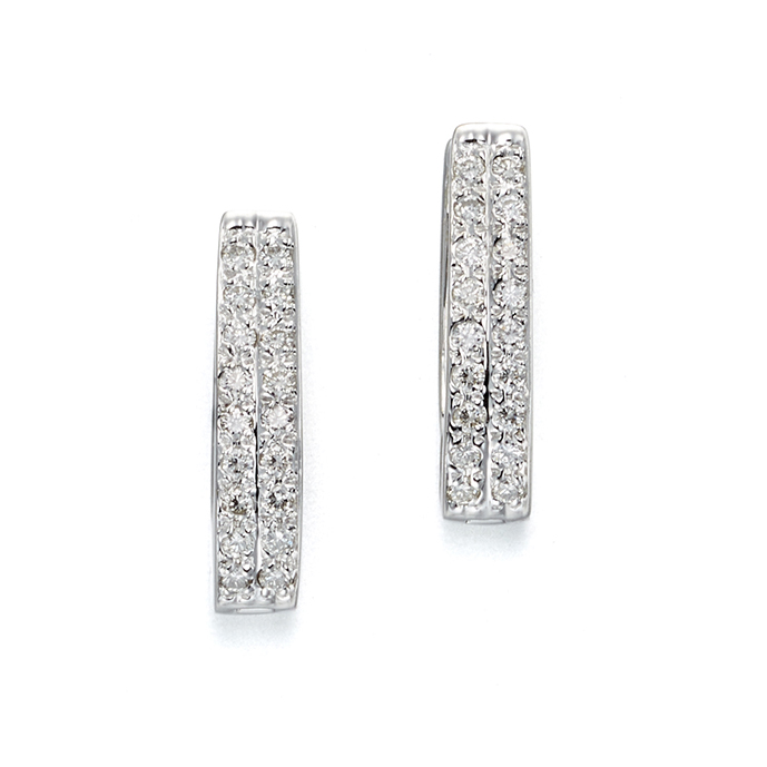 14K  2 Row Diamond Hoops